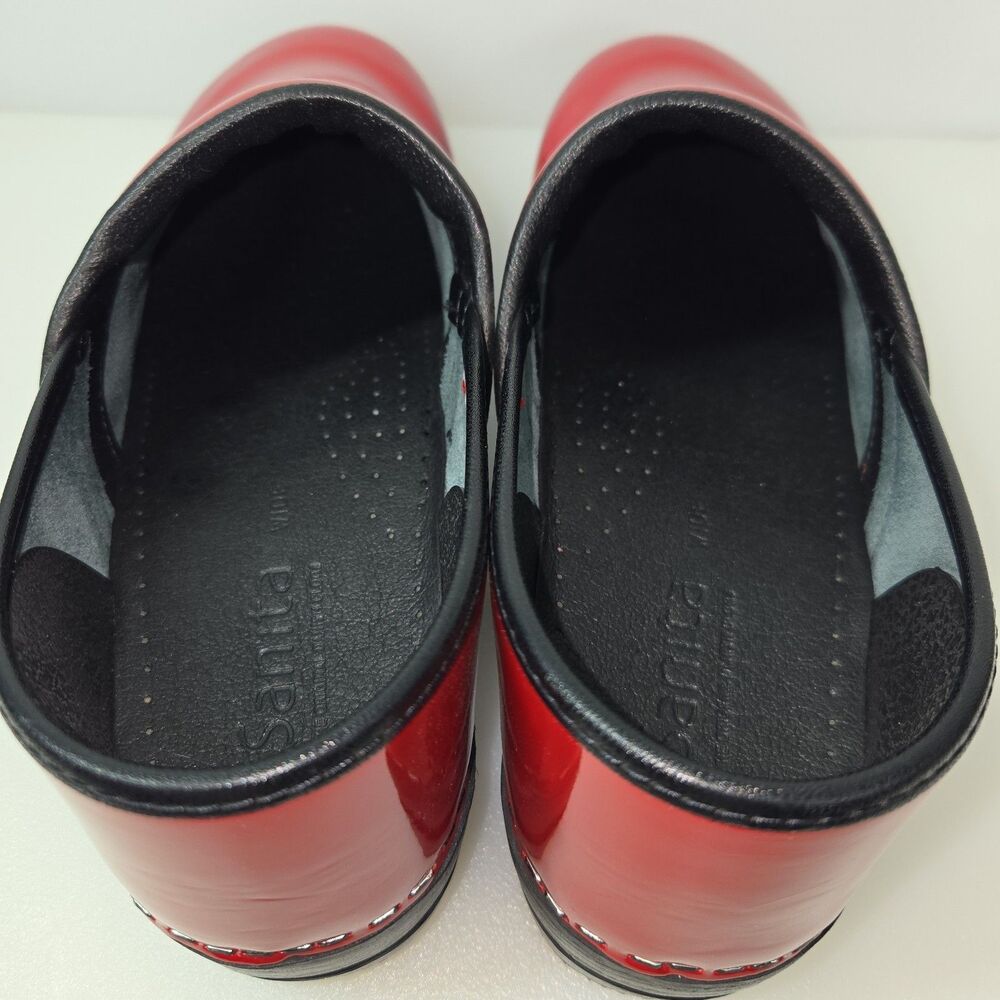Sanita Danish Clogs Red Patent Leather Slip On Nurse Shoes WIDE EU 41 Women's 10 - Picture 6 of 12
